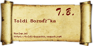 Toldi Bozsóka névjegykártya